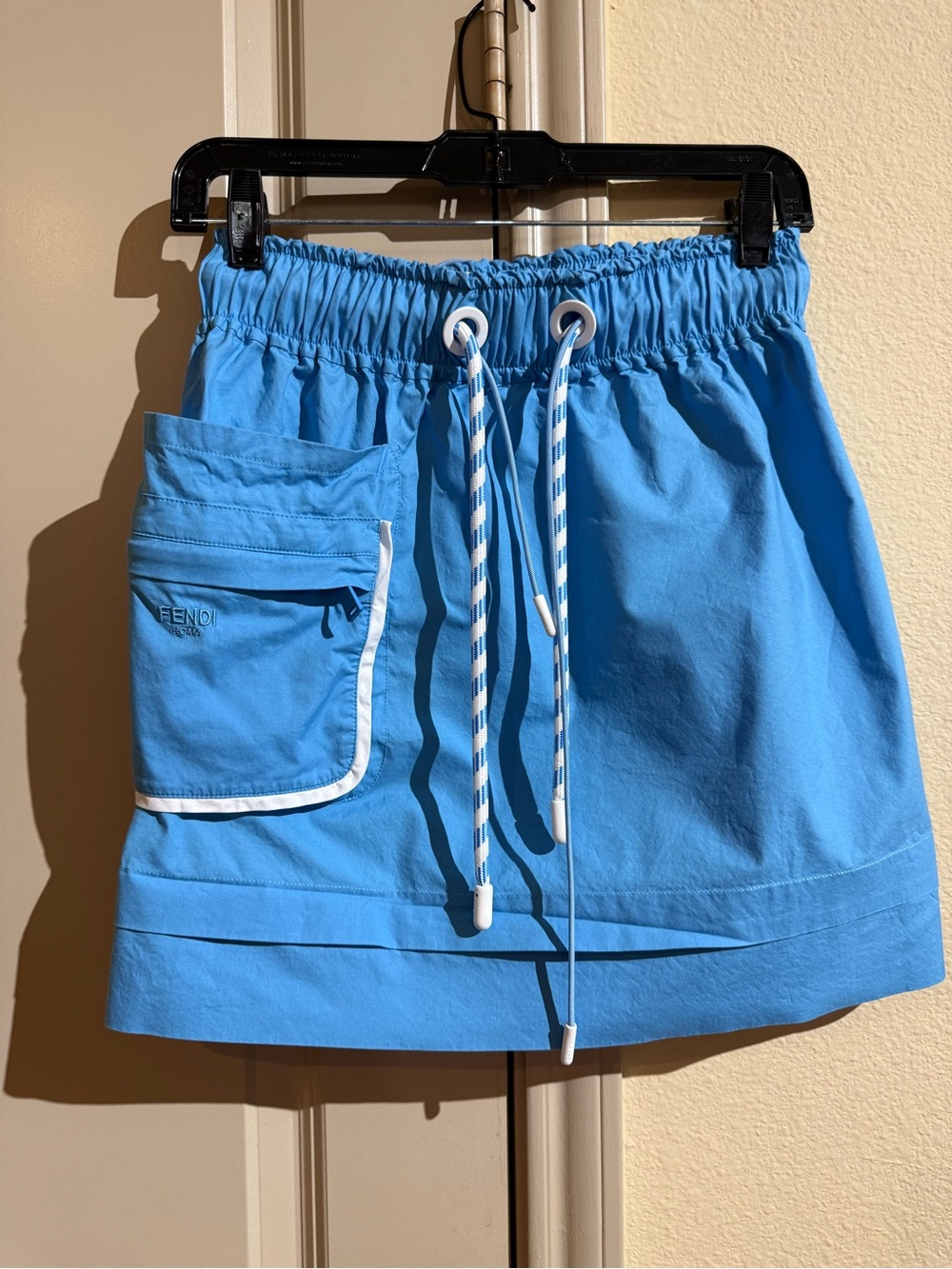 Authentic Fendi Light Blue Drawstring Skirt with Pocket - Picture 3 of 15